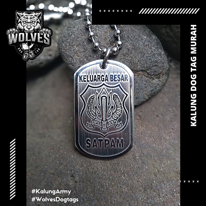 Kalung SATPAM / Kalung Satuan pengamanan / Kalung monel Satpam / Dog tag
