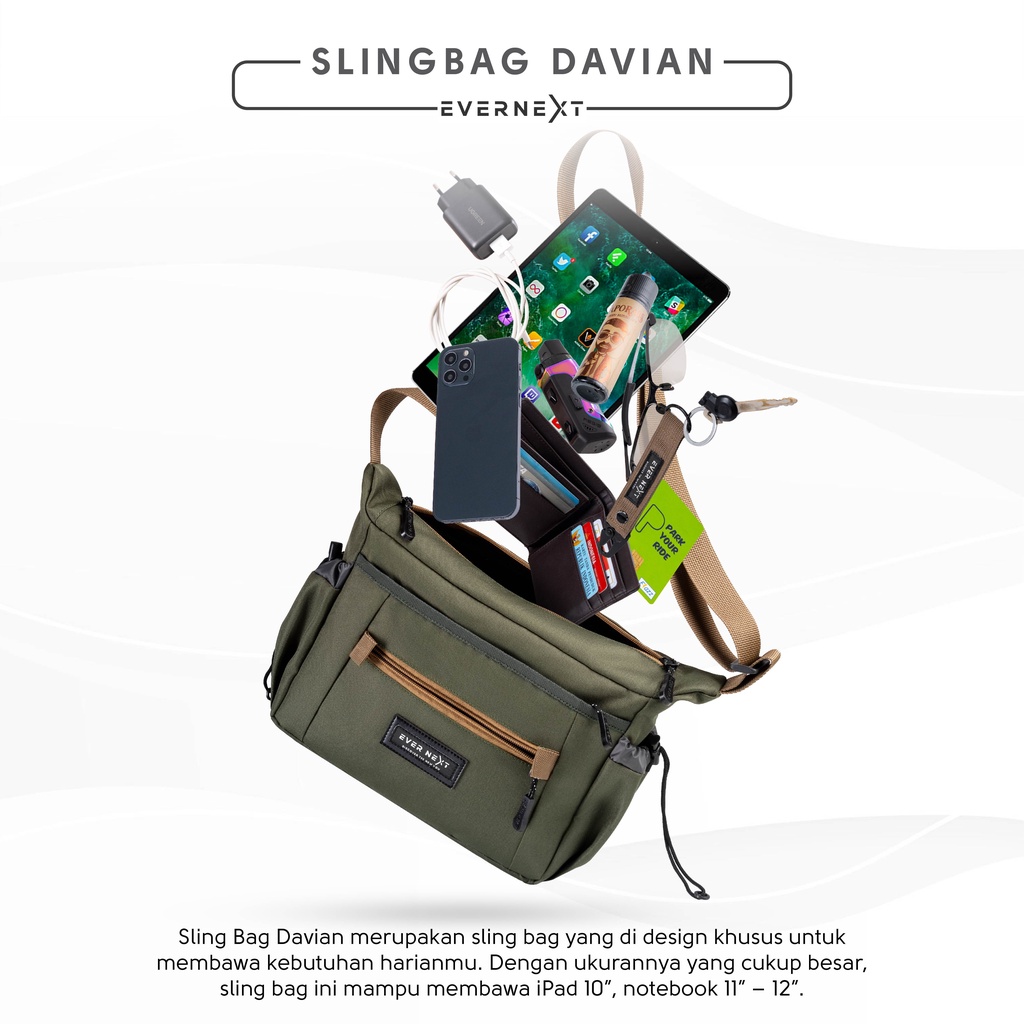 Tas Selempang DAVIAN Sling bag Messenger Tas Bahu Pria Laki laki Premium Kerja Kuliah Kantor Kampus Jalan