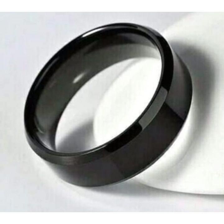 Cincin Titanium Pria Wanita Keren Unisex Hitam Titanium Grade A Asli Stainless Steel 316L Korea-Cincin Hitam Polos Original Stainless Steel Korea