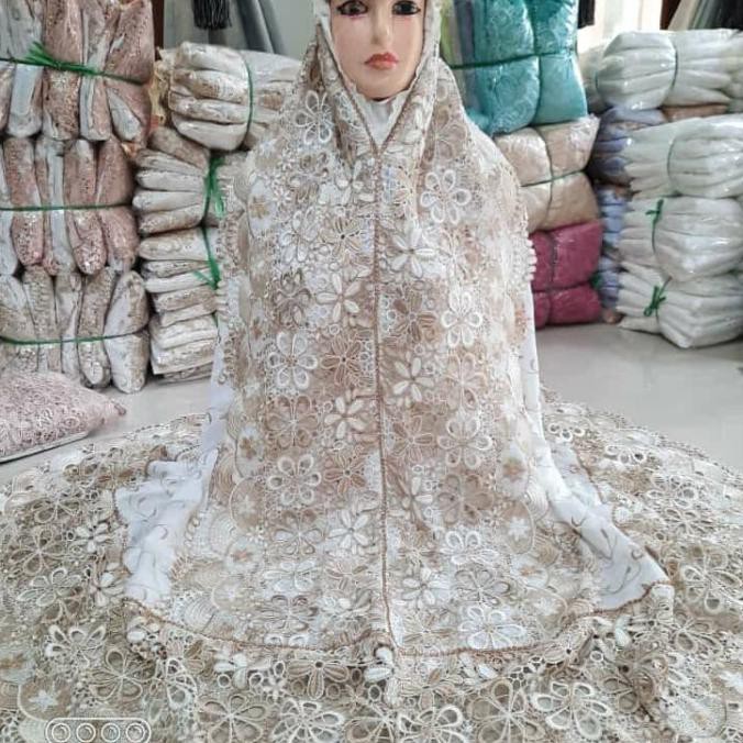 Mukenah sutra paris renda mawar Swarovski(mewah.elegant)+tas