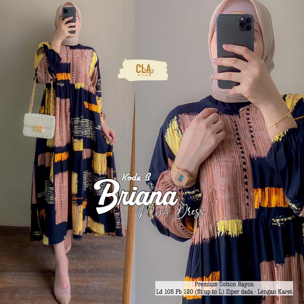 Midi Dress Jumbo XL XXL XXXL XXXXL 5L ld 110 120 130 140 150 (FREE MASKER) Model Briana Long Tunik K