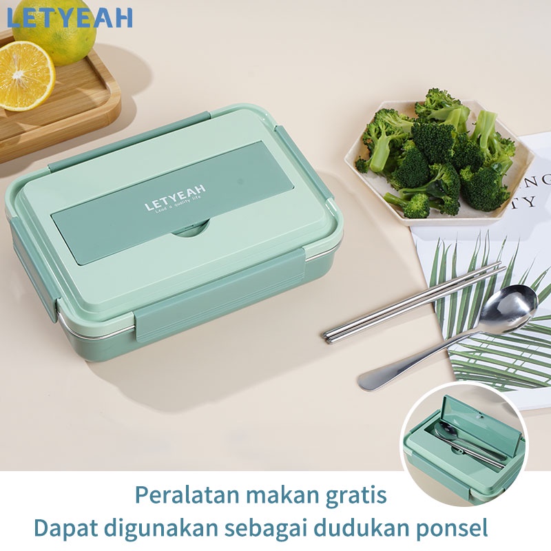 Letyeah lunch box stainless 304 /tempat bekal makan anti tumpah 4 sekat