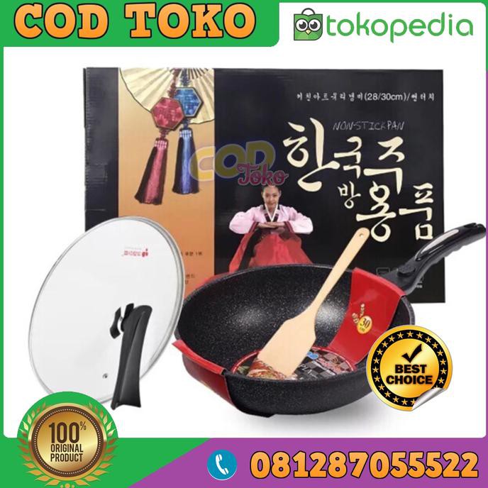 Wajan Wok Pan 32 Cm Teflon Jepang Korea Tidak Lengket Spt Lrc Primacoo - Terbaik 