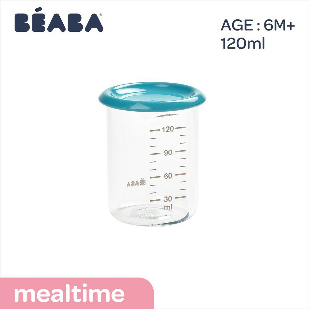 Beaba Baby Portion Tritan - Blue and Grey [120 mL] Wadah Makanan Bayi