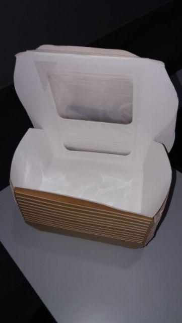 @25 Pcs Brown Kraft  Paper Lunch Box Window (m)