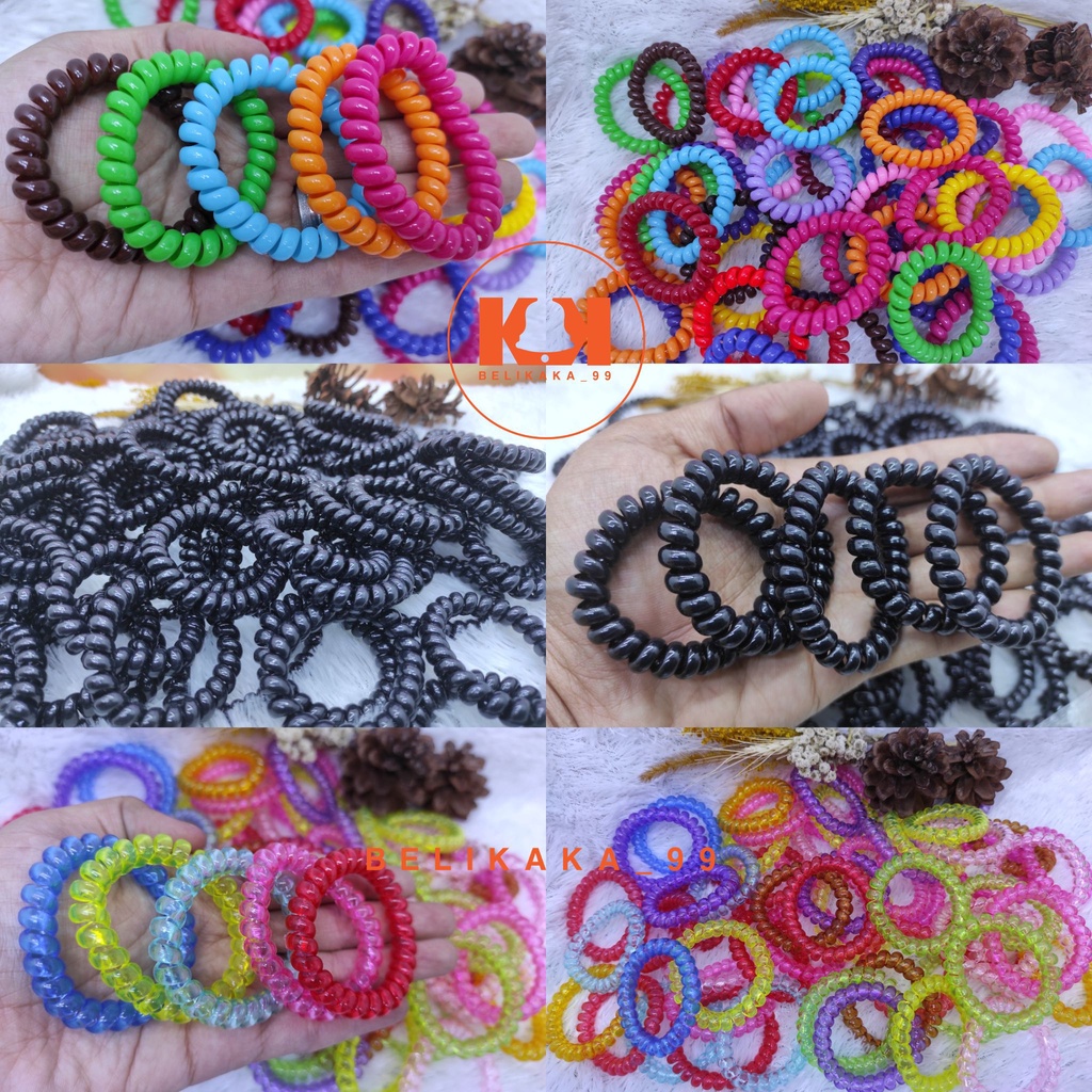 IKAT RAMBUT SPIRAL KABEL UKURAN 5CM / KUNCIRAN RAMBUT SPIRAL KABEL / KUNCIRAN SPIRAL BESAR / KUNCIRAN SPIRAL KECIL / IKAT RAMBUT KARET/ IKAT RAMBUT KABEL
