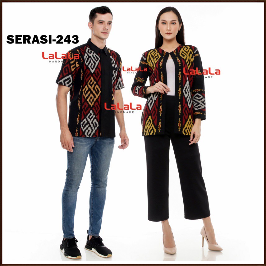 Set Couple tenun etnik - baju tenun, baju etnik - sarimbit atasan kemeja outer blazer tenun