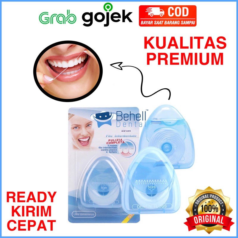 DENTAL FLOSS ESSENTIAL GULUNGAN 50m 50 meter MINT FRESH UP . BENANG GIGI ESENTIAL BOX FRESHUP . SIKAT SELA CELAH BEHEL ORTHO KAWAT ROLL - Penghilang Sisa Makanan Di Gusi . Anti bau mulut dan Pembersih plak Behelldental ORIGINAL