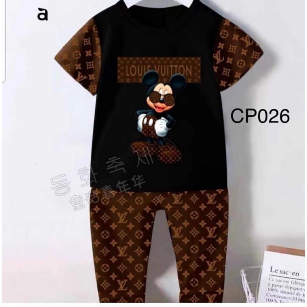 Setelan Baju Anak Import Mickey LV - Hitam