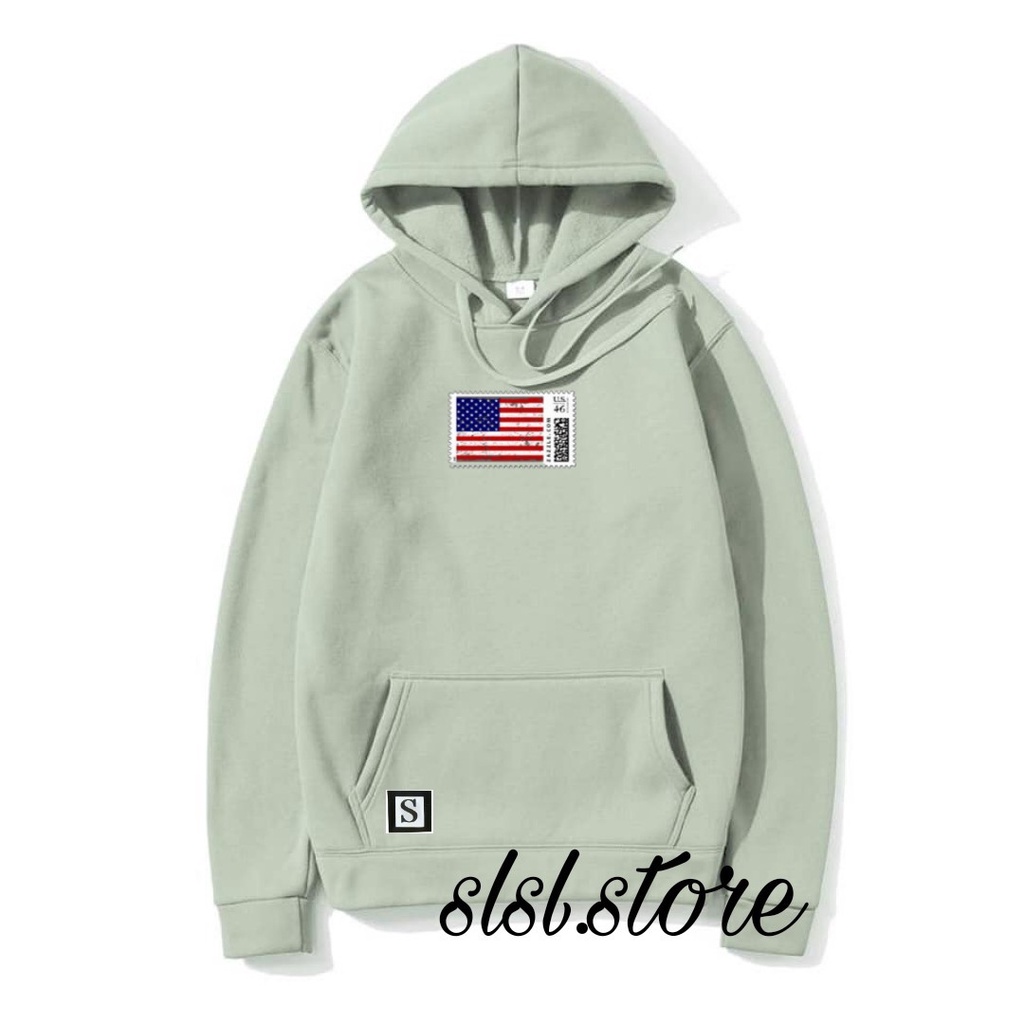 Sweater Hoodie Pria Distro Premium Ukuran Jumbo NEWYORK Switer Hodie Original Basic Bendera Amerika Warna Hitam