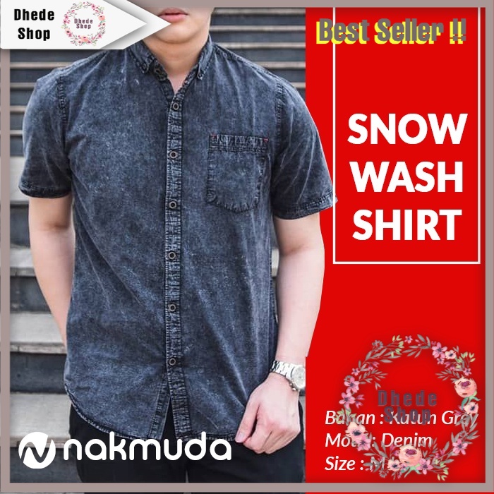 KEMEJA DESAIN BARU KUALIATAS PREMIUM / Kemeja Pria Lengan Pendek Hem Motif Jeans Denim Levis Baju Di