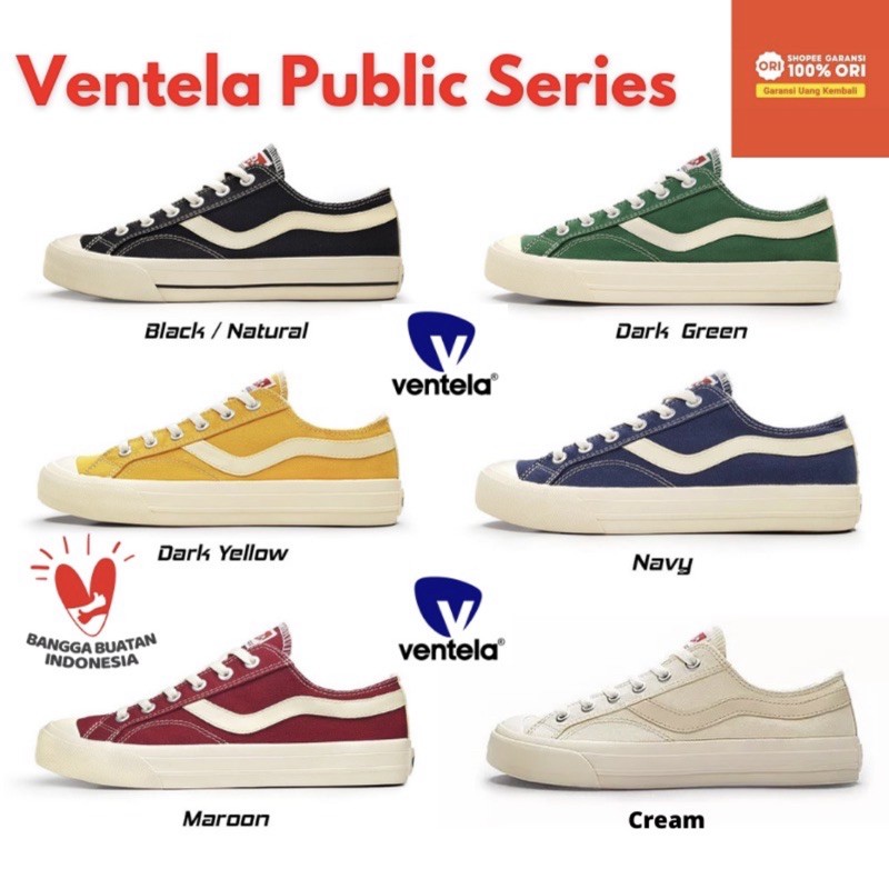 Ventela Public Sneakers Black Navy Cream Maroon Ventella Vantela Shoes