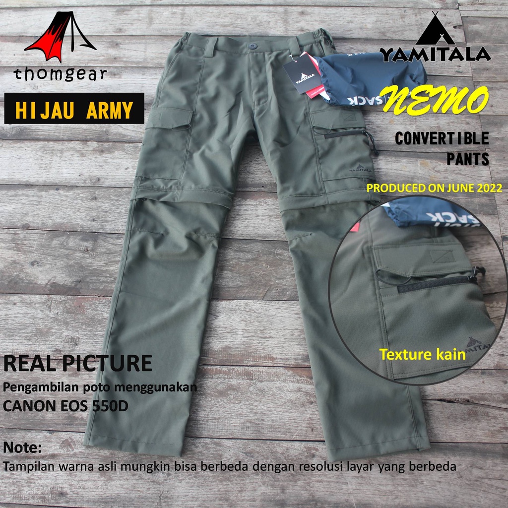 Thomgear Yamitala Nemo Convertible Pants Celana Panjang Gunung Outdoor Hiking Sambung Pria Wanita Dewasa Quickdry Stretch Elastis