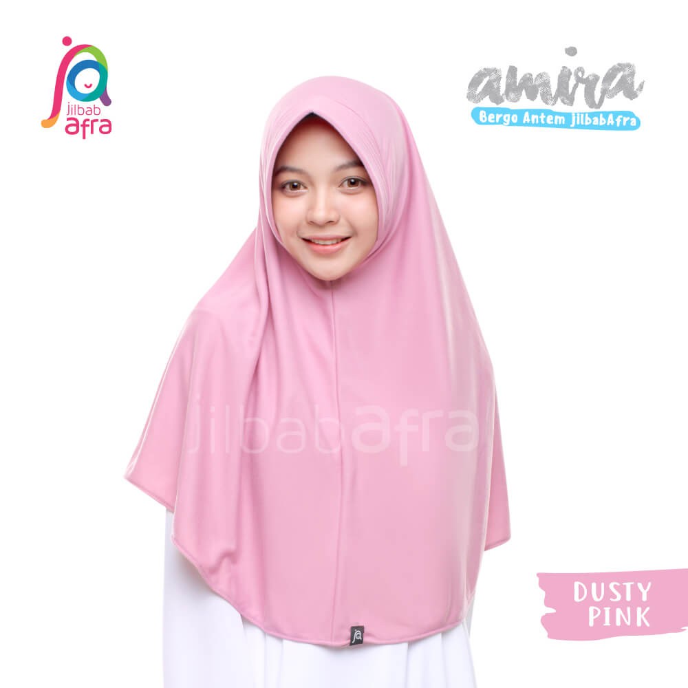 Jilbab Amira Dusty Pink - Bergo Pet Antem - Jilbab Afra - Hijab Instan Bahan Kaos, Adem &amp; Lembut