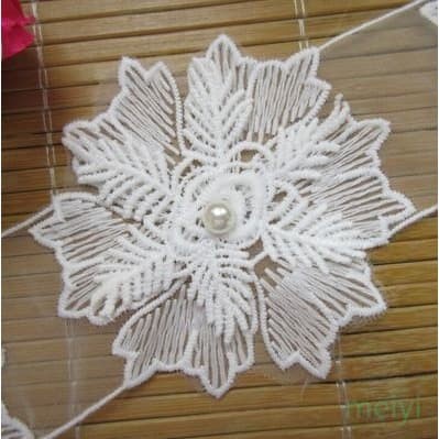Lace Patch - White Flower Beading #35 (5pcs)