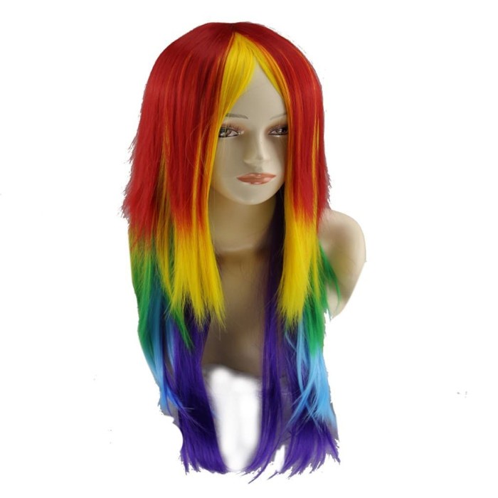Baju Tidur - Wig Pelangi Panjang Rambut Lurus Lolita Anime Cosplay Idol Lingerie
