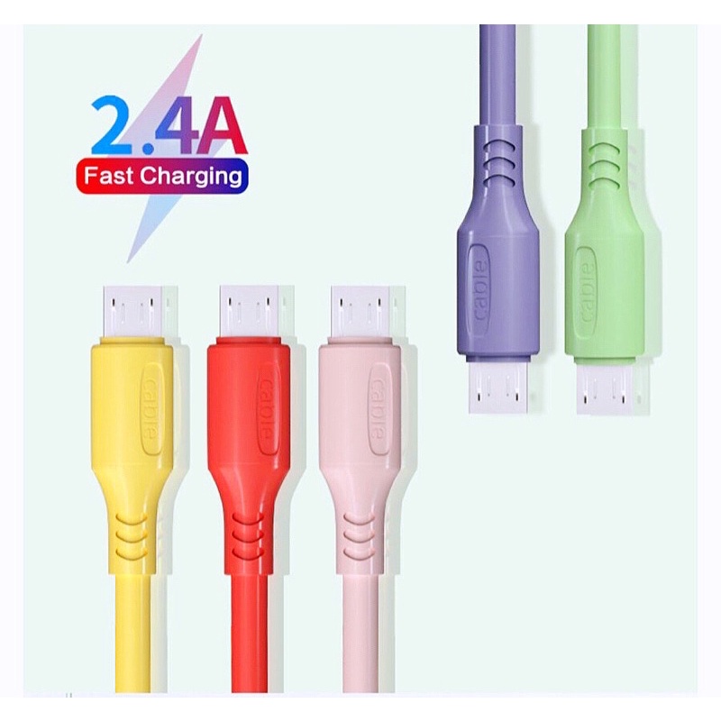 Kabel  Macaron —Micro USB V8 Fast Charging 2.4A Metalic Finishing 1 Meter Data Fast Charging/KABEL  MACARON 2A FAST CHARGING USB V8/MICRO / TYPE C /