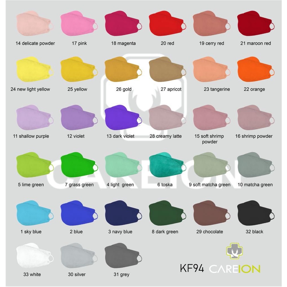 MASKER KOREA KF 94 CAREION ISI 10 PCS WARNA WARNI MASKER 4 PLY MASKER KF94 4D WARNA -10PC