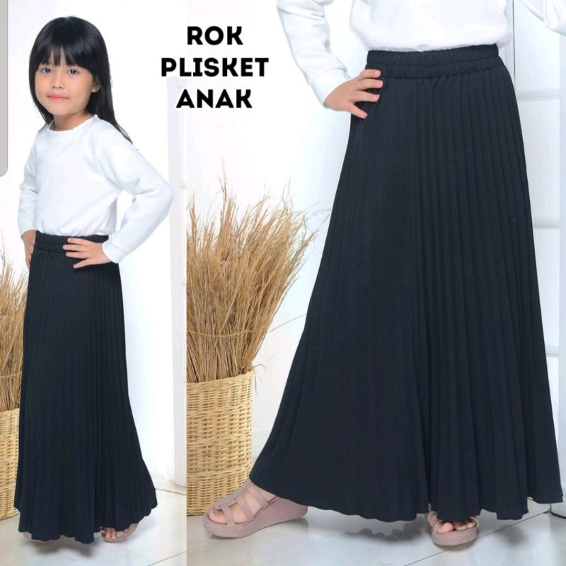 Rok Plisket Klop Anak Premium Bahan Mouscrepe Di Jamin Tebal / Flare Skirt Anak