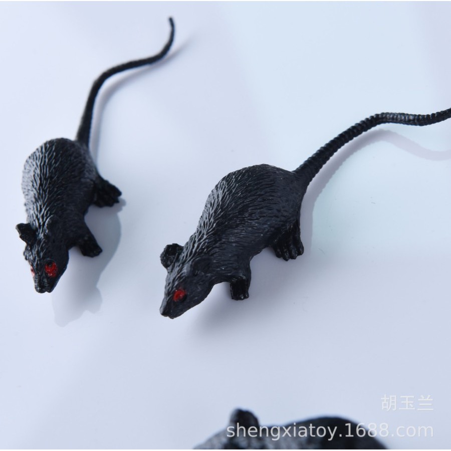 TIMI tikus mini curut 8 x 1.5 cm hitam mainan gag prank toy squishy