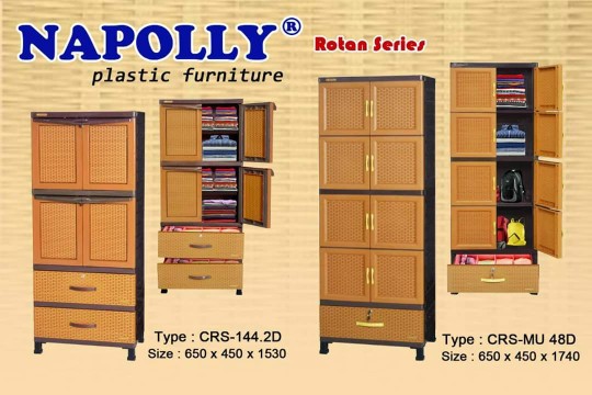 Lemari Plastik 4 Susun + Laci Rotan Napolly / Crs Mu 48 D (promo Harga)