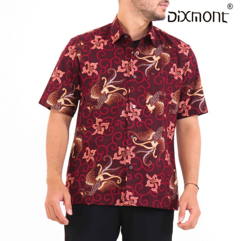 Dixmont Kemeja Pria Batik Pendek Hem BS00521