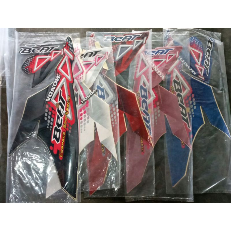 Stiker striping Honda Beat Karbu 2011 Merah, Biru, Hitam dan Putih