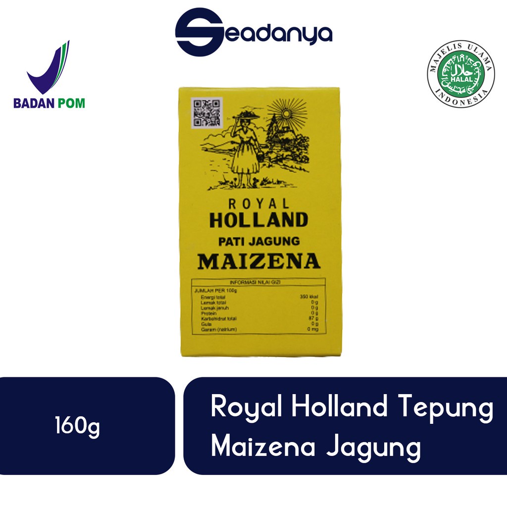 

TEPUNG MAIZENA Royal Holland 160g - Pati Jagung Serbaguna - Tepung Pengental - Tepung Kue Kering