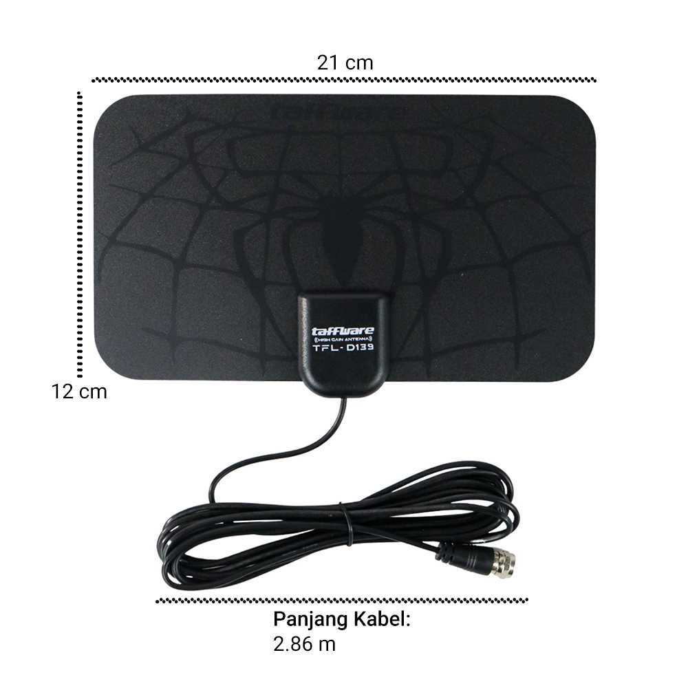 Taffware D139-Ver.2 BLACK SPIDER ORIGINAL Antena TV Digital indoor Penguat Sinyal Antena TV Amplifier Signal Booster indor Taffware HD TFL-D15 Warna Hitam TV Digital HDTV TV Tabung LCD LED ANDROID SMART TV kompatible compatible semua jenis TV