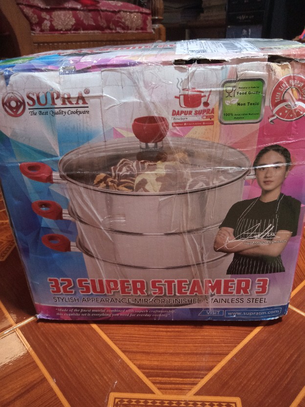 Khusus Gojek Panci Steamer Supra / Panci Serba Guna Sarangan Supra Stainless Tebal Susun 3 (32cm)