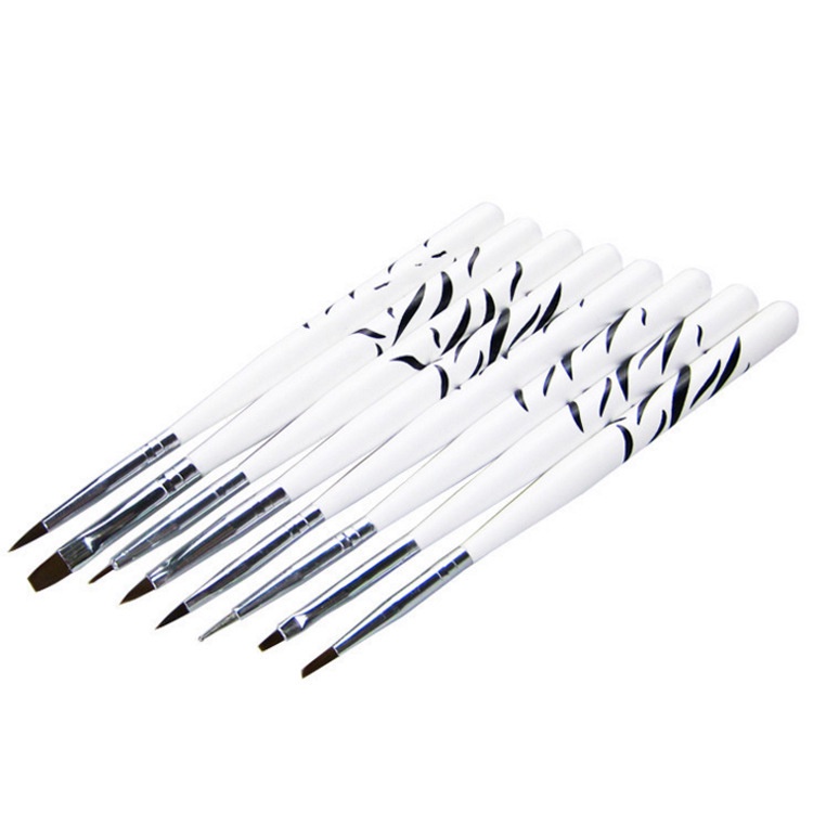 8Pcs Profesional Zebra Kuku Pena UV Gel Polandia Liner Sikat Pena Akrilik Bahasa Perancis Kuas Set Dotting Menggambar Lukisan Alat Salon