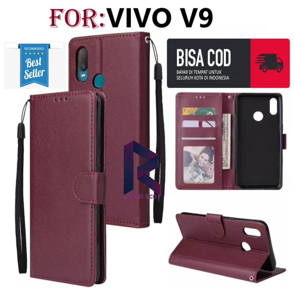 FLIP COVER VIVO V9 CASING DOMPET FLIP WALLET LEATHER KULIT PREMIUM SARUNG BUKA TUTUP FLIP CASE VIVO V9