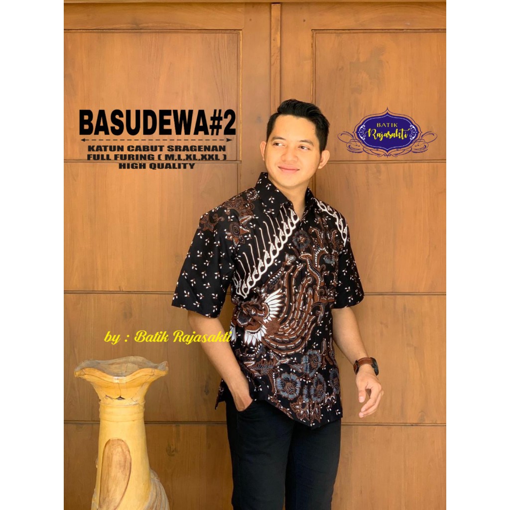 BASUDEWA PENDEK BAJU kemeja batik pria lengan panjang terbaru ORIGINAL  PENDEK modern PREMIUM