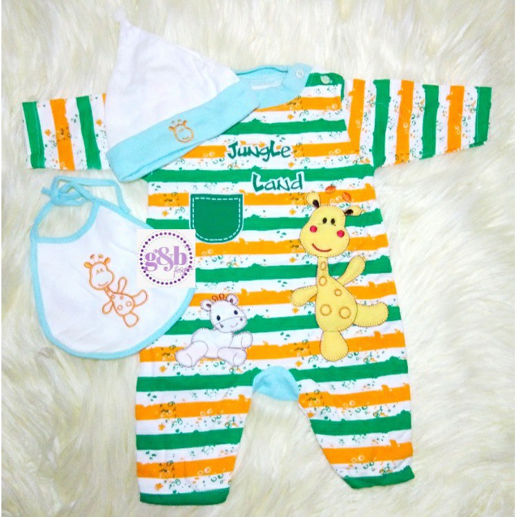 0-6 Bulan Jumper / Jumpsuit Bayi Set Jungle Land