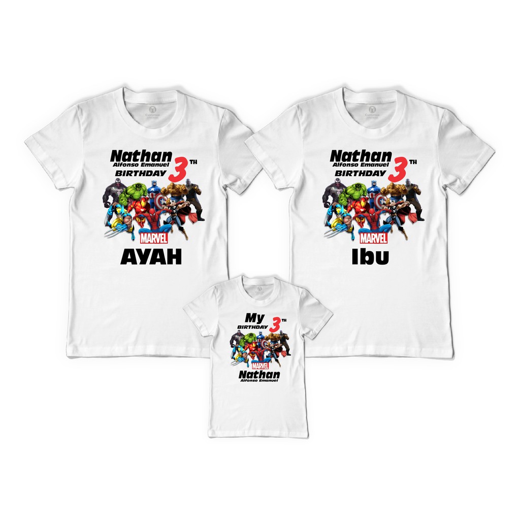 Kaos Custom Family Avenger 4pcs Kaos (2 Dewasa 2 anak)