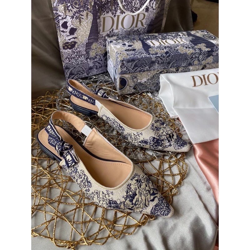 NEW Dior Flat Shoes Wanita/Slop Blue/FlatShoes