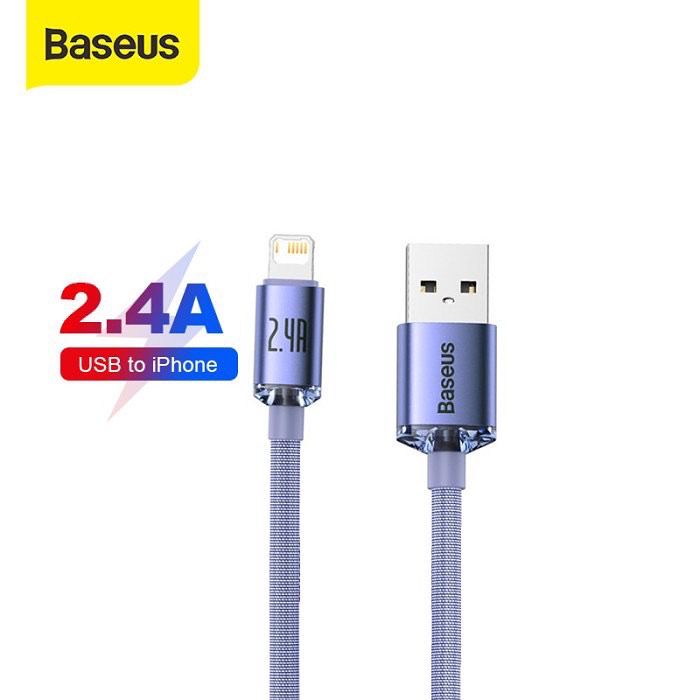 Baseus Crystal Shine Series USB to Lightning 2.4A Cable Data for iPhone 1.2m - Garansi 6 Bulan