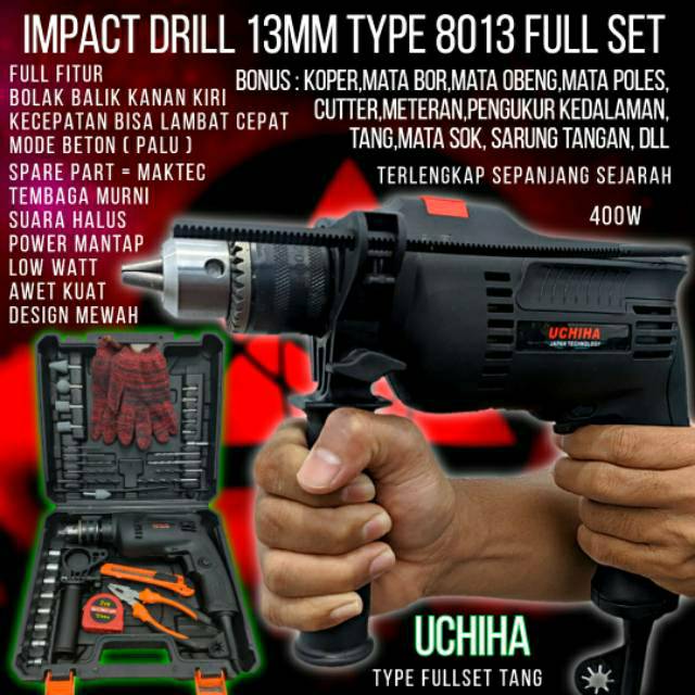 Mesin bor tangan listrik impact drill full bonus japan terlengkap