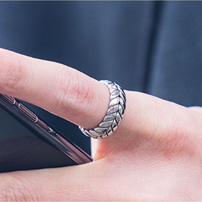 Cincin Emas Bahan titanium steel Gaya Jepang Untuk Pria Dan Wanita