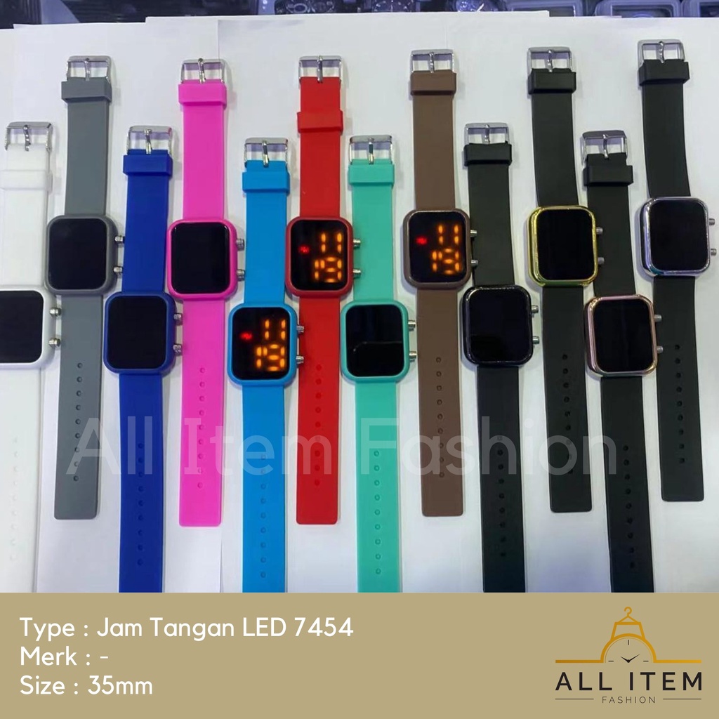 COD✅ Jam Tangan Digital LED 7454 Rubber Electronic Fashion Import Pria Wanita Anak Remaja / Jam Tangan Segi Kotak / Jam Tangan LED DEWASA MODEL KOREA / HARGA GROSIR