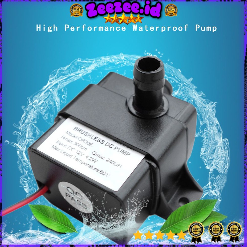 Pompa Air Aquarium Ikan Ultra Quiet Submersible Pump Fish Tank - QR30E - Black