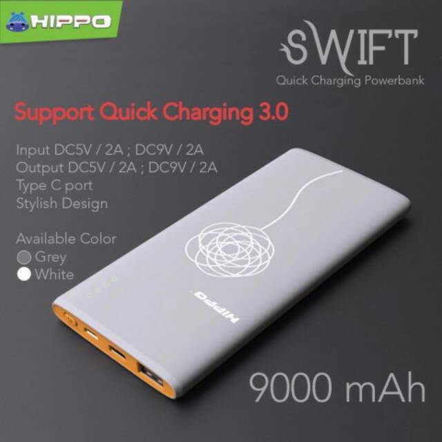 Hippo Powerbank  Swift 9000 mAh Quick Charger