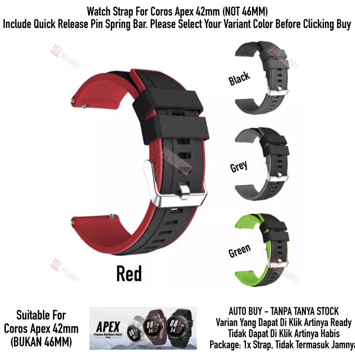 SSR Tali Jam 20mm Watch Strap Coros Apex 42mm - Rubber Silikon Sporty