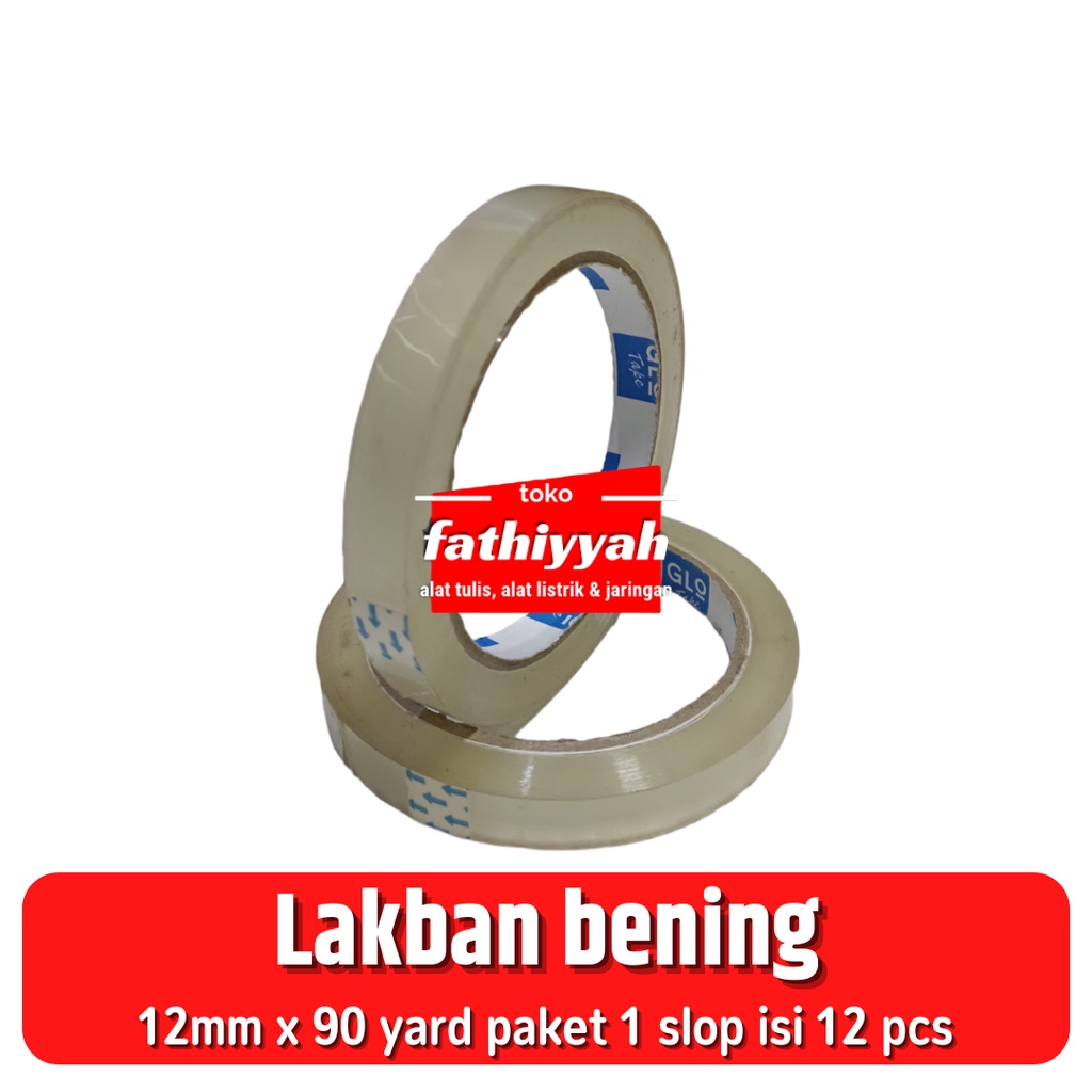 

Lakban Bening 1/2inch 90Y (isi 12pcs)