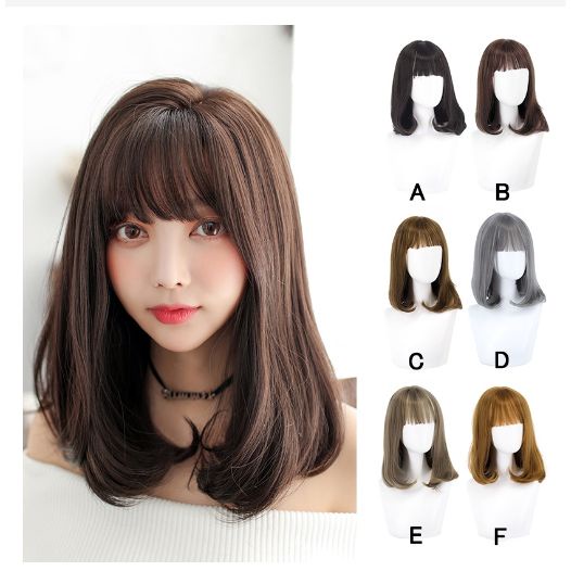 Wig Wanita Berponi Rambut Wig Wanita Cew2