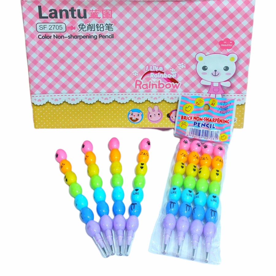 

Pensil Lantu Cabut Pasang Rainbow Warna Warni isi 4 Pensil