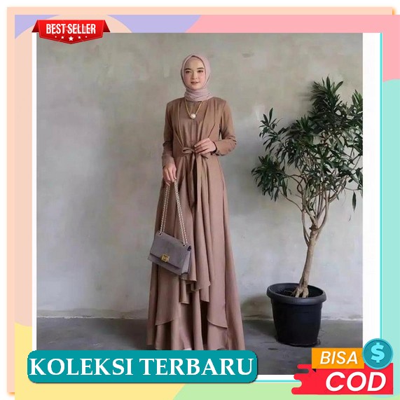 Gamis Hanifah Maxy / Gamis Wanita Premium / Baju Gamis Ity Crepe Mix Ceruty Babydoll / Gamis Kasual 