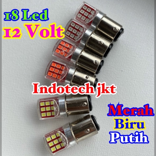 Lampu Rem Motor Mobil 12 VOLT 18 LED Nyala Kedip TERANG