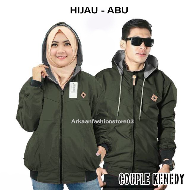 AKN- JAKET COUPLE PRIA DAN WANITA / JAKET PASANGAN / JAKET HOODIE COUPLE BOLAK BALIK 2IN1