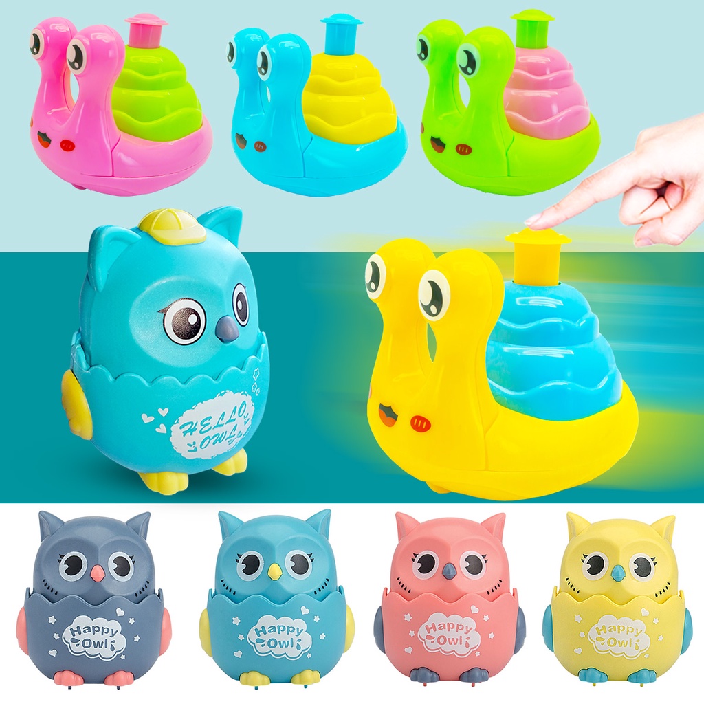 Mainan mobil Anak Kecil Burung / Siput Jalan / Mainan Bayi Happy Owl / Mainan Snail Press Pull